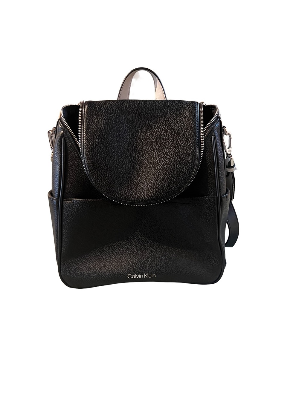 Calvin Klein Black Pebble-Grain Faux Leather Mini Backpack